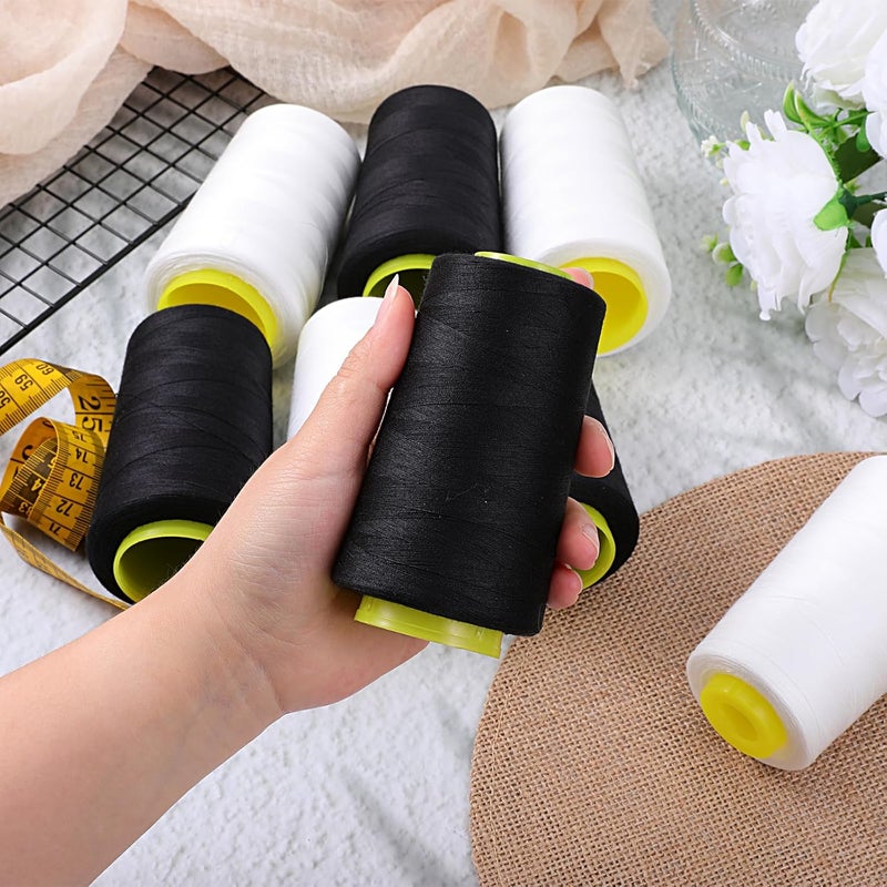 Zelphvt 8Pcs Black & White Sewing Thread 40S/2 Polyester Sewing Thread Spools 3000 Yard Spool Serger Thread All Purpose Connecting Threads for Sewing Machine and Hand Repair Works - Image 5
